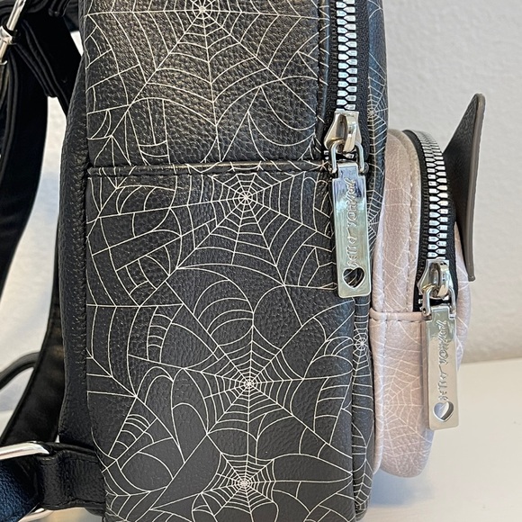 Betsey Johnson Vampire Cat Spider web print Halloween Mini Backpack purse bag - Picture 7 of 9